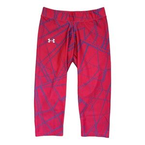 Under Armour Pink Capri Heat Tech Leggings with Blue Dot Design size Small